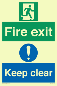 Fire exit Keep clear dual sign